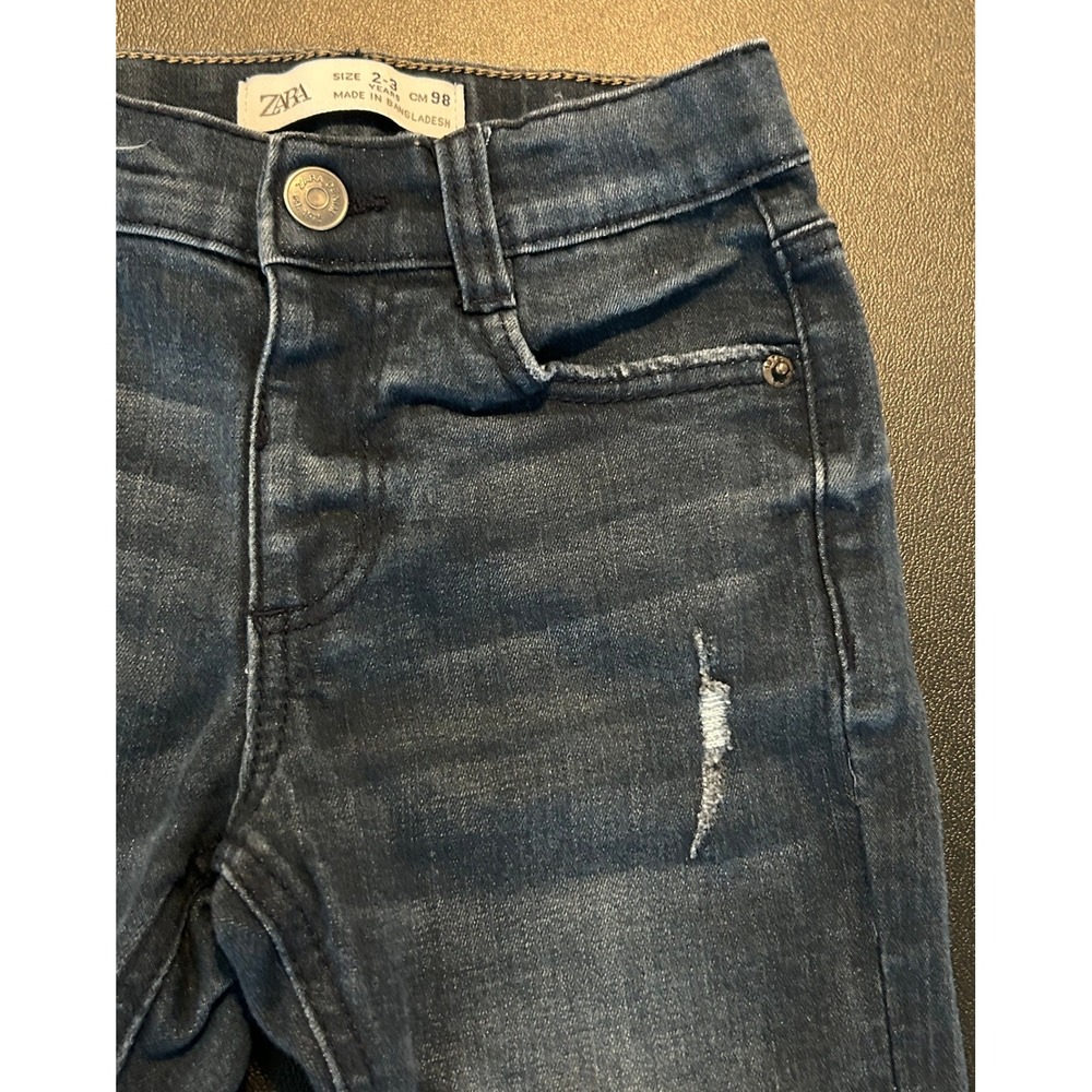 Zara Boys Distressed Dark Wash Denim Jeans Size 2-3 Years CM 98 Blue Pants 1578 - Picture 7 of 12